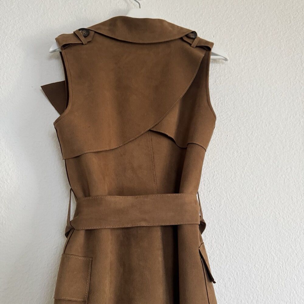 Love Token Long Trench Vest Waistcoat Sleeveless Duster Size XS Microsuede - Picture 8 of 16